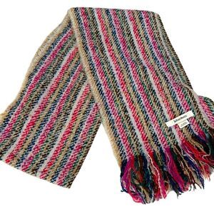 Johnston’s wool blend striped scarf